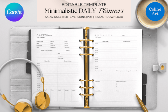 Download Editable Canva Daily Planner Template - Canva daily planner Collection