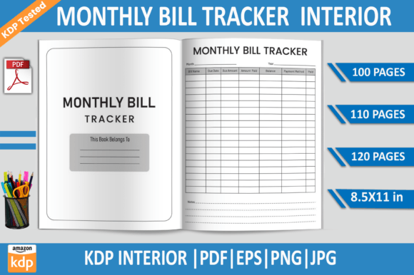 Download Monthly Bill Tracker | KDP Interior - Premium Resources