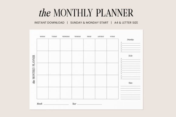 Download Undated Monthly Planner Template - Monthly planner Collection