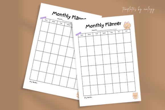 Download Undated Cute Monthly Planner Canva - Monthly planner Collection