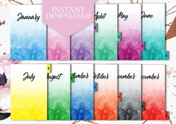 Download Assorted Monthly Planner Dividers - Monthly planner Collection