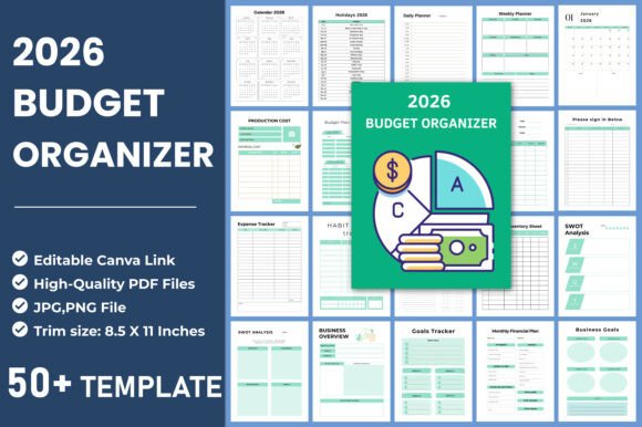 Download 2026 Budget Organizer Canva Template - Budget organizer Collection