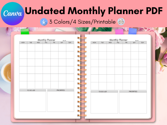 Download Undated Monthly Planner - Monthly planner Collection