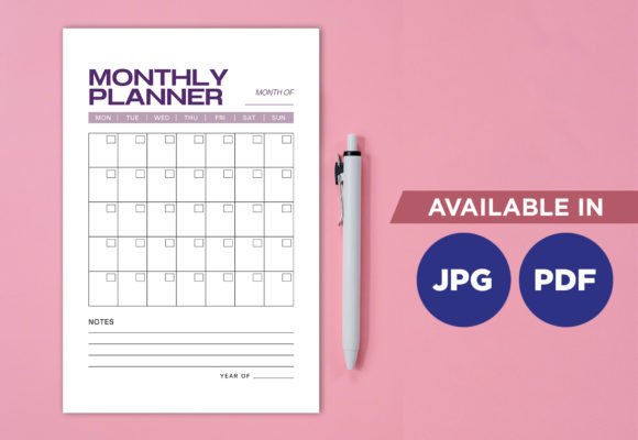 Download Undated Monthly Planner - Monthly planner Collection