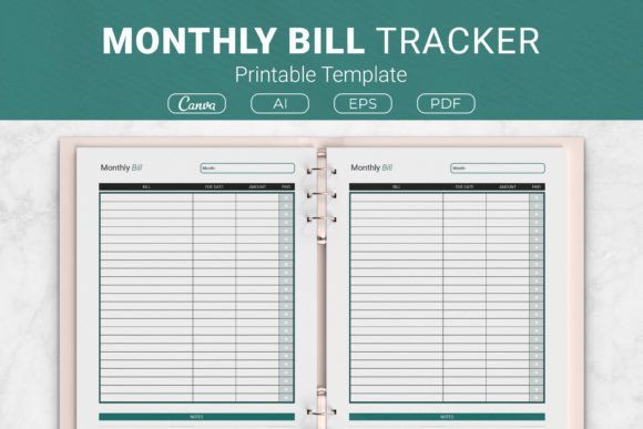 Download Monthly Bill Tracker Printable Template - Premium Resources