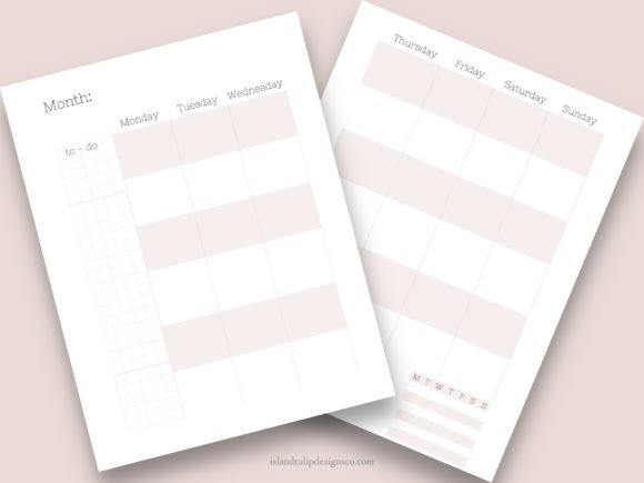 Download Undated Monthly Planner Canva Template - Monthly planner Collection