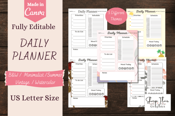 Download Canva Daily Planner with Mood Tracker - Canva daily planner Collection