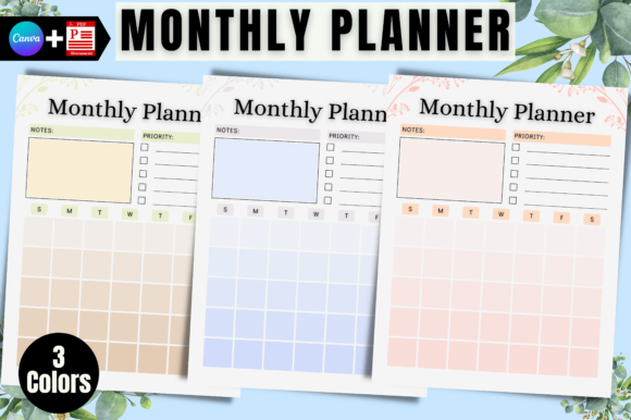Download Monthly Planner Printable Canva Template - Monthly planner Collection